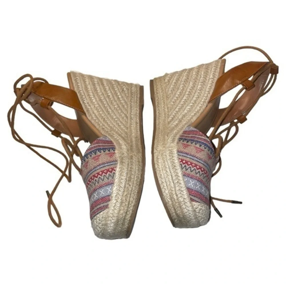 DV Dolce Vita Target Aztec Espadrille Platform Wedge Lace Up Sandals Size 7 Boho